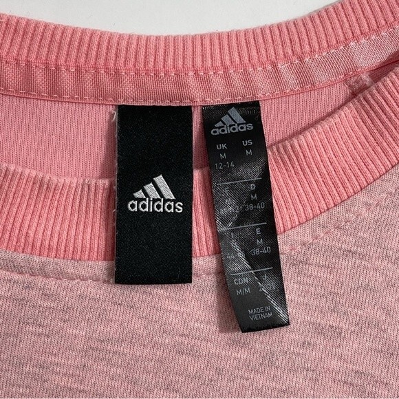 Adidas Pink Heathered Crewneck Sweatshirt with Thumbholes Size MEDIUM - Picture 3 of 9